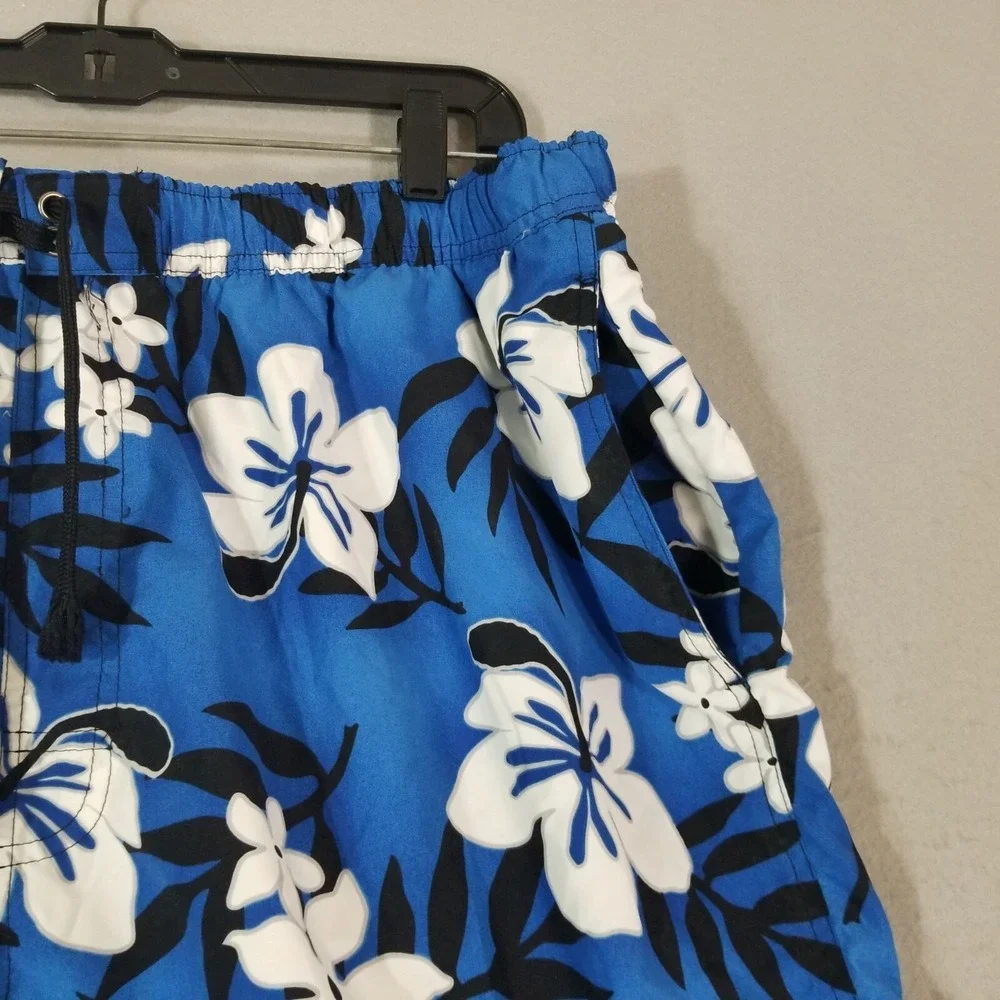 Sonoma swim shorts men's XL extra large blue floral pockets